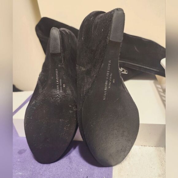 Vera Wang "Lavender Label" Black Suede Wedge Heel Knee-High Boots Sz.9 Ret $395 - Picture 10 of 10